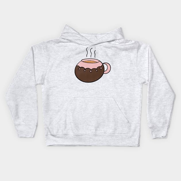 Cutie Cup Cute Coffee Dates Pink and Brown Coffee Cup Delicious Cafe Yummy Espresso Cappuccino Latte Macchiato Mocha Perfect Coffee Lover Gift Cute Foodie Gift I Love Coffee Steaming Cup of Coffee Kids Hoodie by nathalieaynie